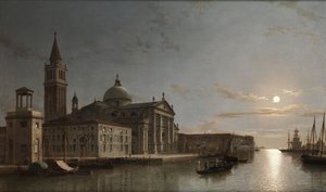Venetië met San Giorgio Maggiore in het maanlicht door Henry Pether